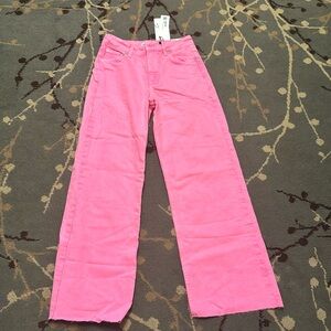 Women’s bright pink Zara wide leg jeans